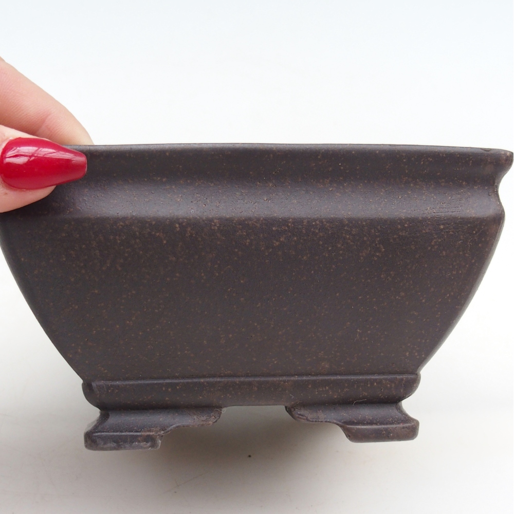 Keramická bonsajová miska 13 x 13 x 7 cm, farba hnedastá okrová