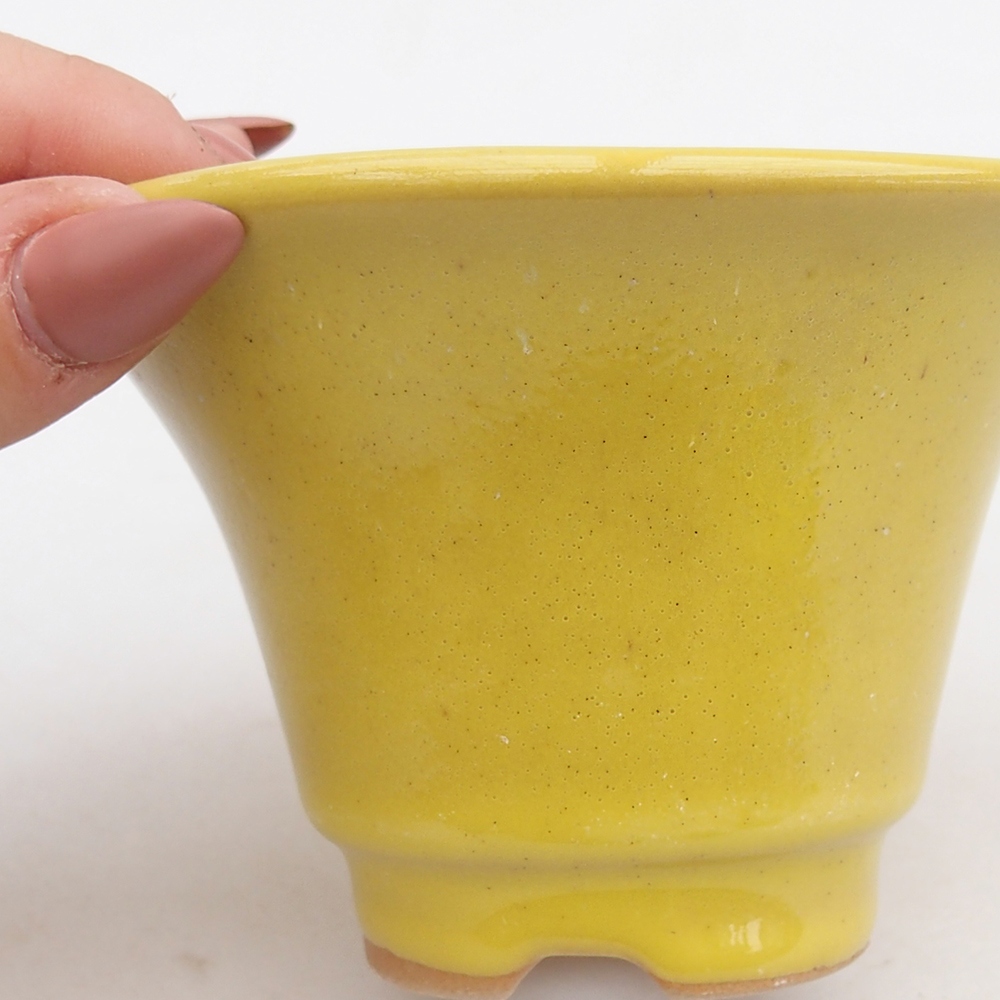 Keramická miska na bonsaje 10,5 x 10,5 x 7 cm, žltá