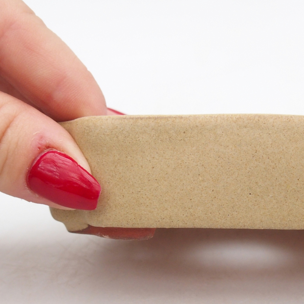 Keramická miska na bonsaje 10 x 8,5 x 2,5 cm, farba béžová