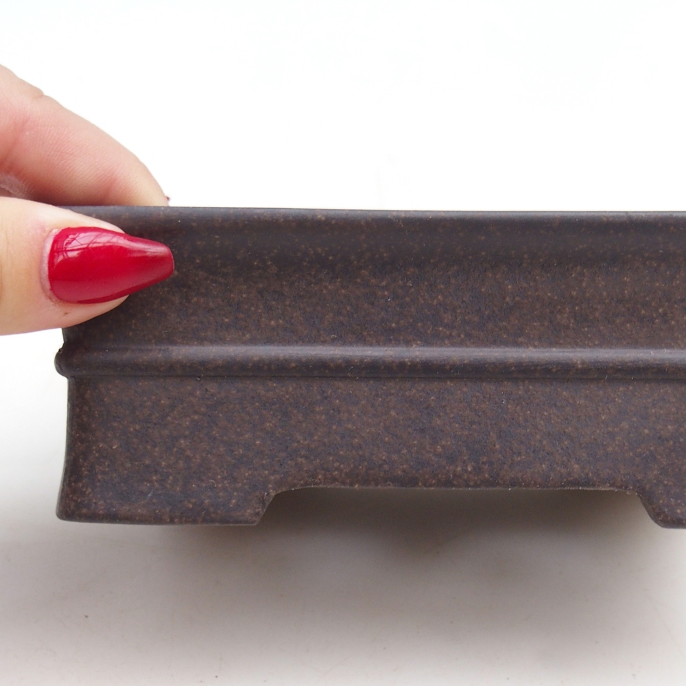 Keramická bonsajová miska 14,5 x 10,5 x 5 cm, farba hnedastá okrová