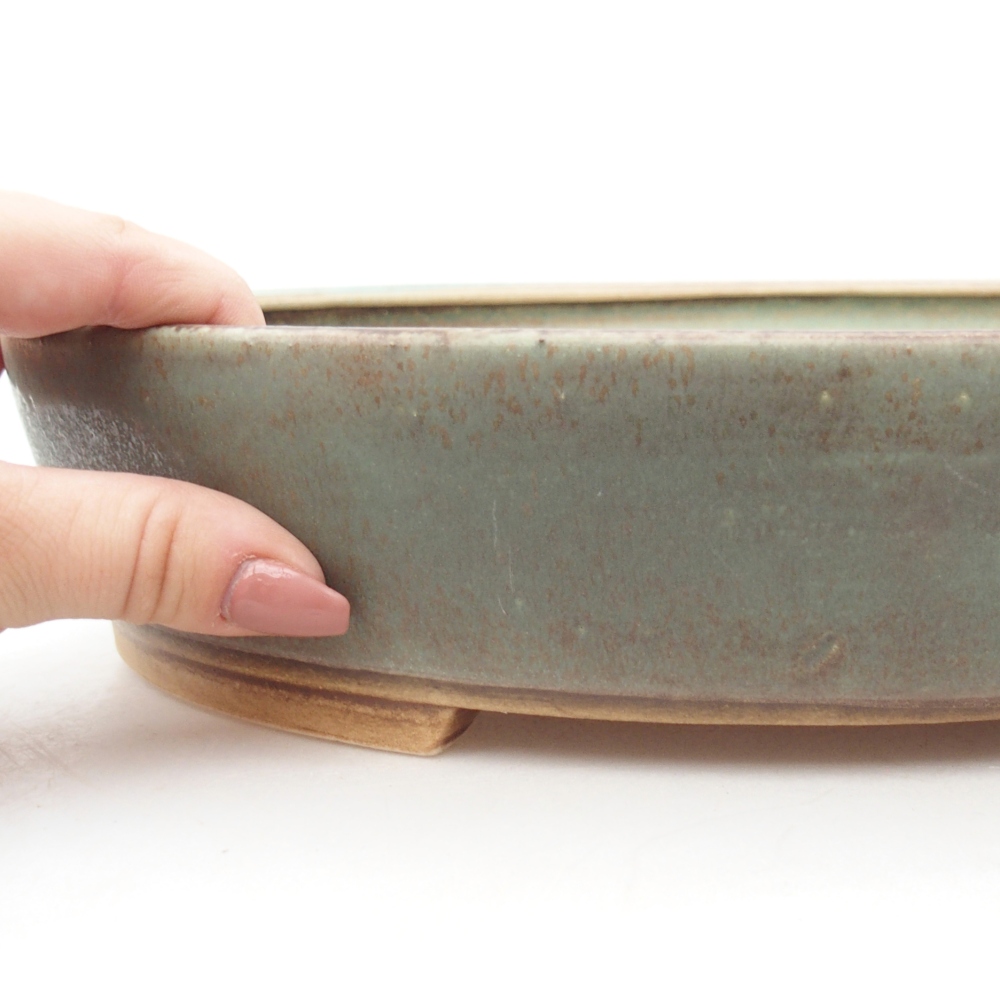 Keramická bonsajová miska 28 x 24,5 x 6 cm, zelená