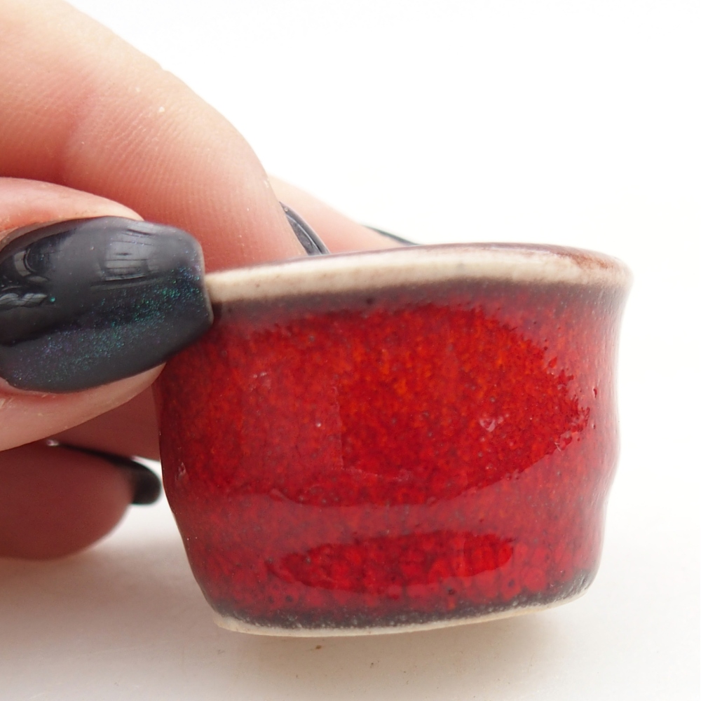 Mini bonsajová miska 3,5 x 3,5 x 2,5 cm, farba červená