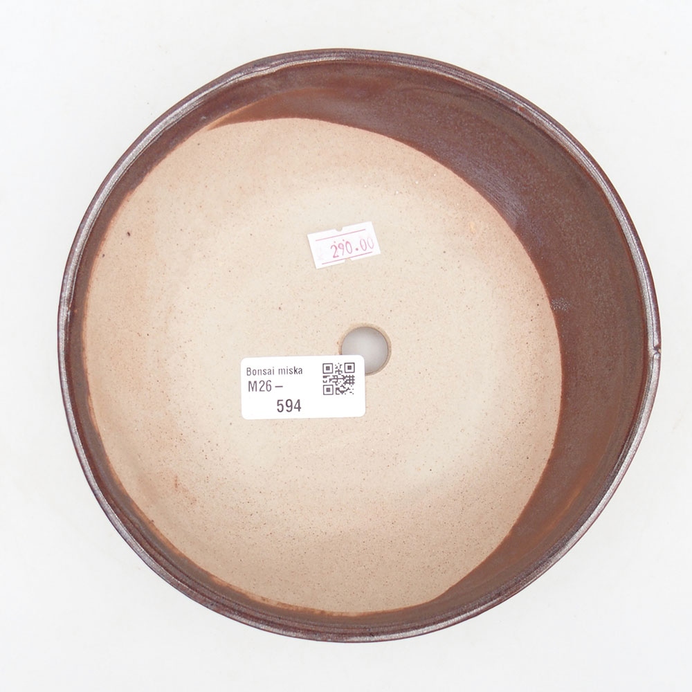 Keramická miska na bonsaje 17,5 x 17,5 x 4,5 cm, hnedá