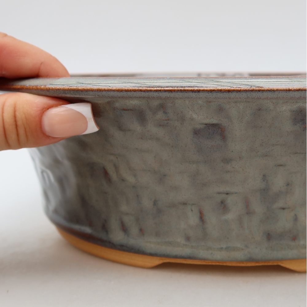 Keramická miska na bonsaje 26,5 x 26,5 x 8 cm, farba sivá