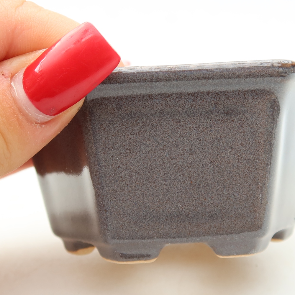Keramická miska na bonsaje 8 x 7 x 4 cm, farba sivá