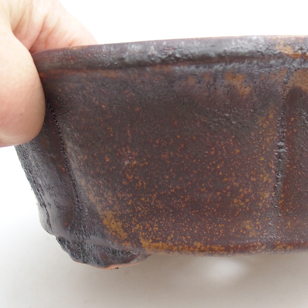 Keramická miska na bonsaje 26 x 26 x 8 cm, hnedá