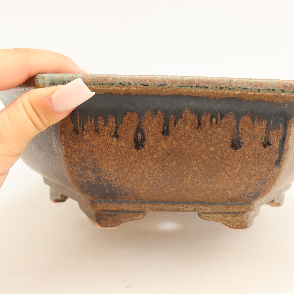 Keramická miska na bonsai 28 x 24,5 x 9 cm, farba hnedozelená