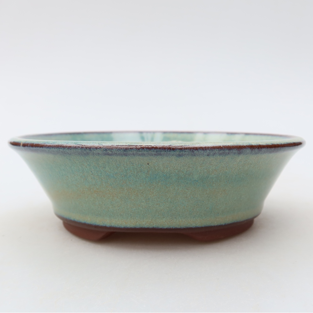 Keramická miska na bonsaje 14,5 x 14,5 x 4,5 cm, farba zelená