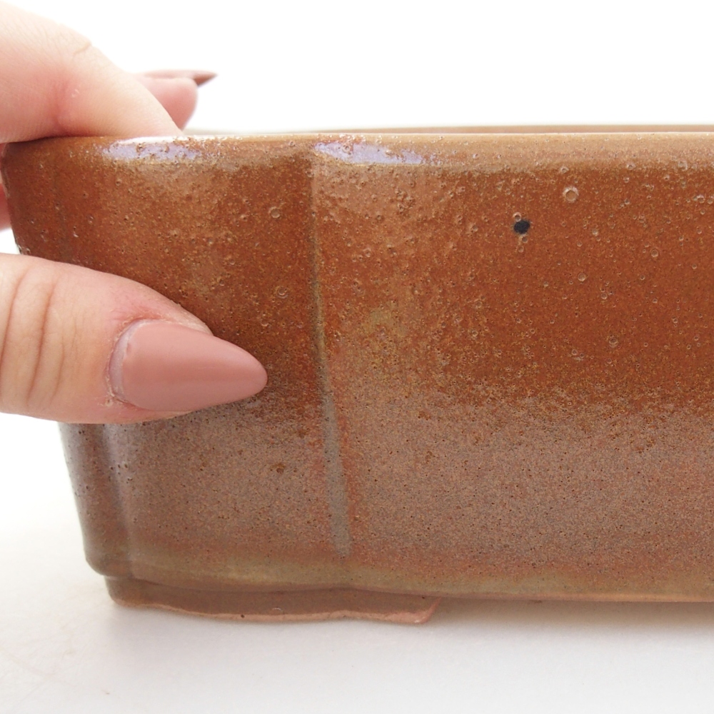 Keramická miska na bonsaje 20,5 x 17 x 7 cm, hnedá