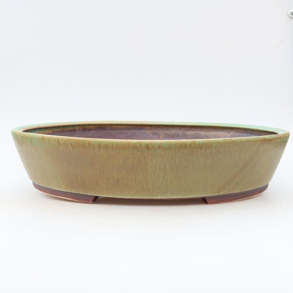 Keramická miska na bonsaje 32 x 28 x 6,5 cm, farba zelená