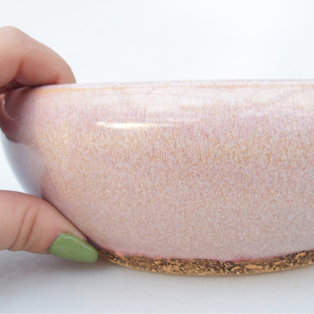 Keramická miska na bonsaje 18,5 x 18,5 x 6,5 cm, ružová