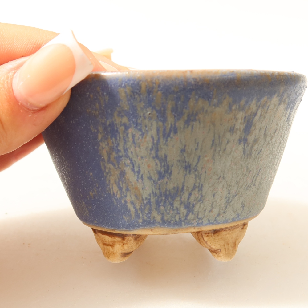 Keramická miska na bonsaje 8,5 x 8,5 x 5 cm, farba modrá