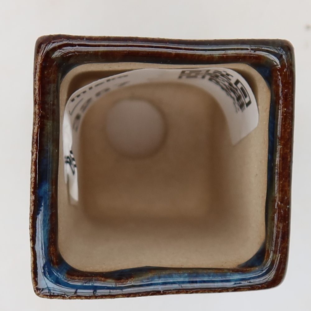 Keramická miska na bonsaje 3 x 3 x 5,5 cm, farba modrá