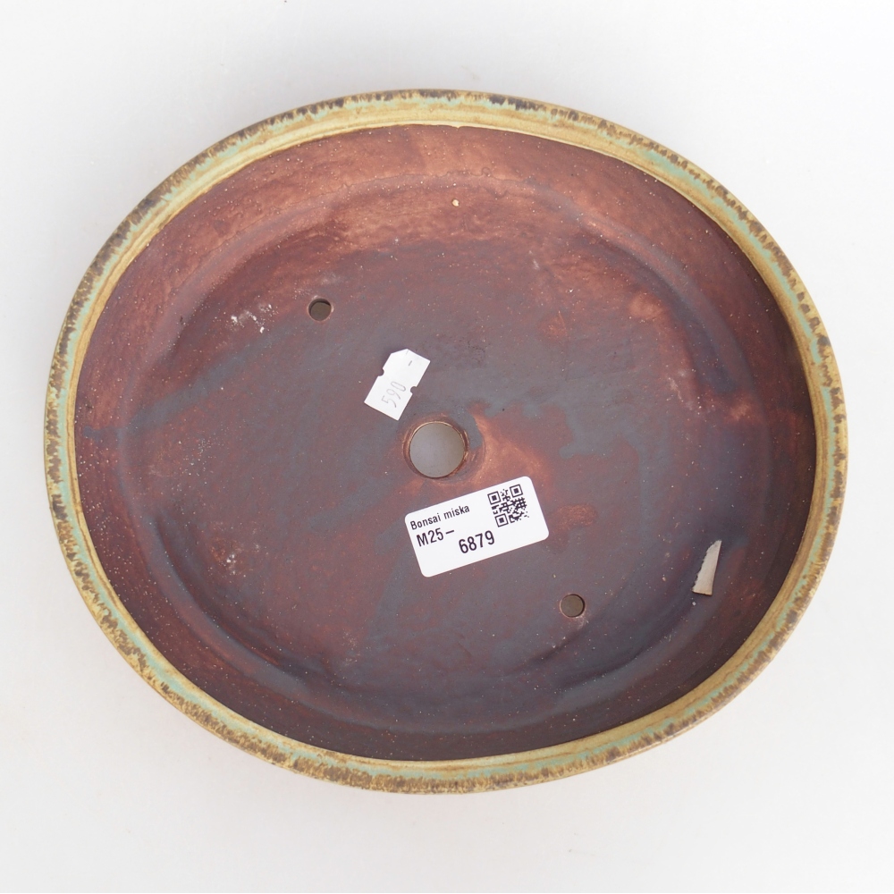 Keramická bonsajová miska 22,5 x 20 x 4,5 cm, zelená