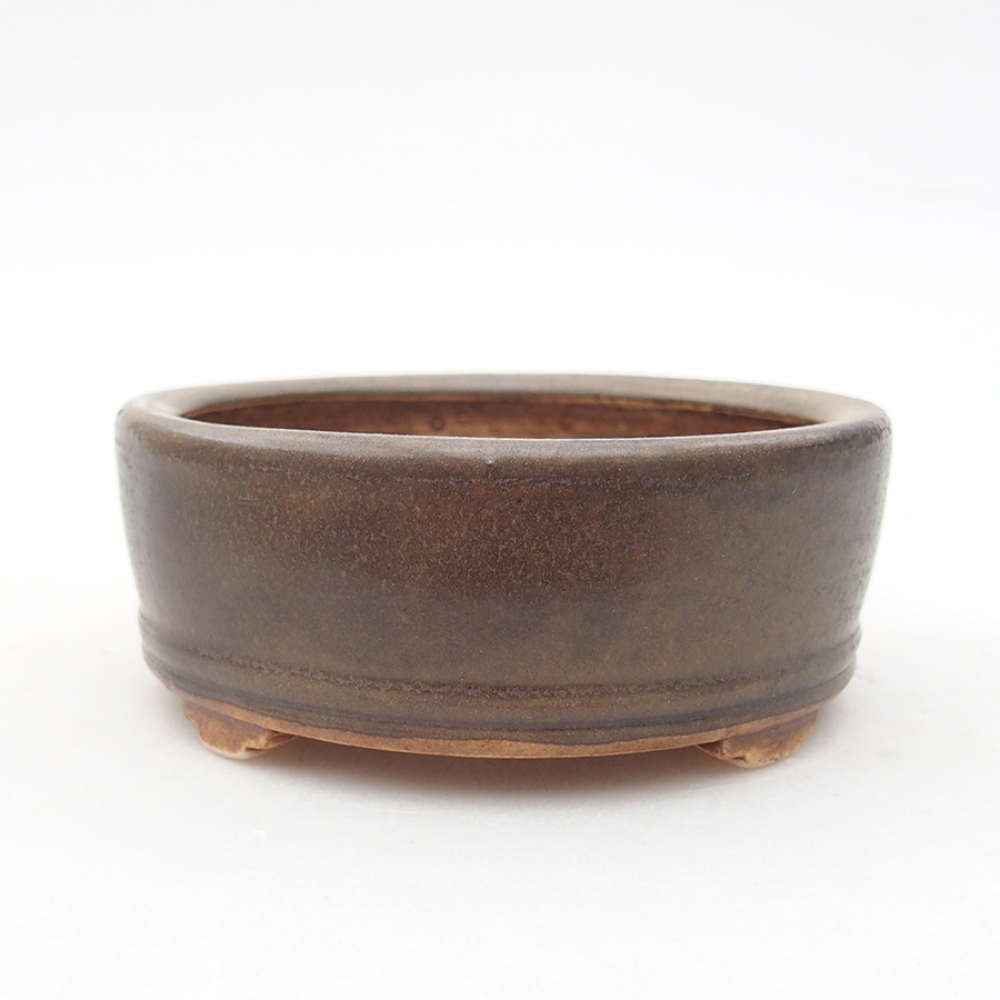 Keramická bonsai miska 9 x 9 x 3,5 cm, farba hnedá