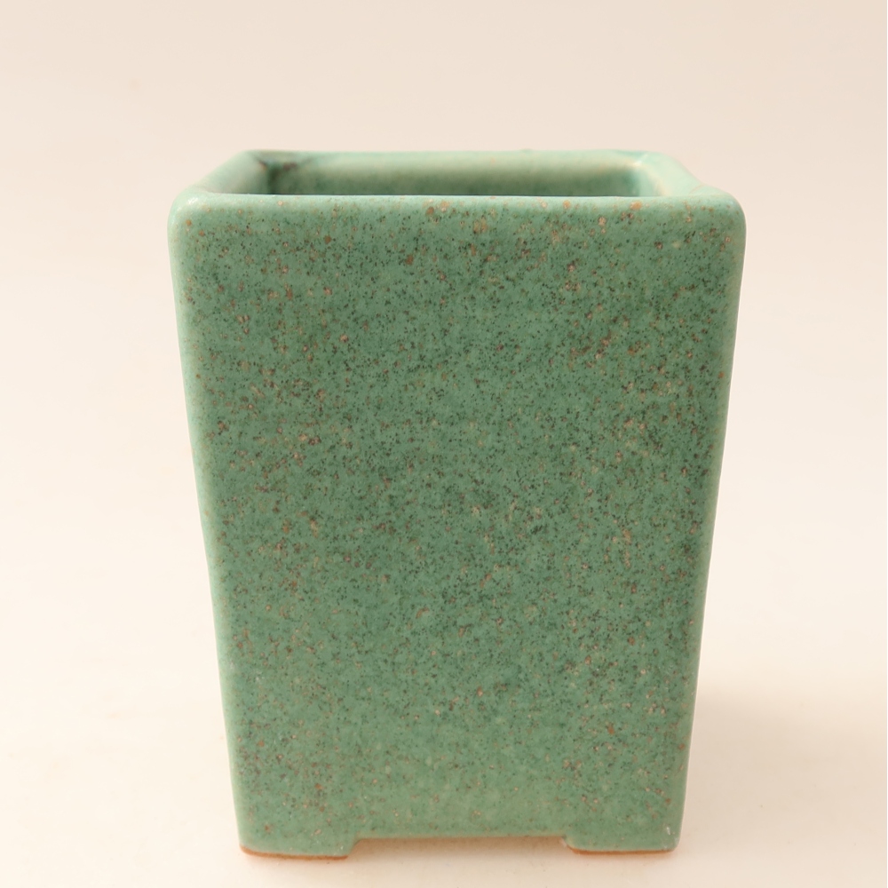 Keramická miska na bonsaje 7,5 x 7,5 x 10 cm, farba zelená