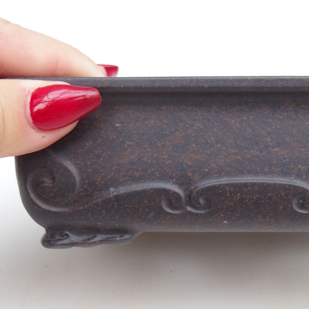 Keramická bonsajová miska 14,5 x 10 x 4,5 cm, farba hnedastá okrová