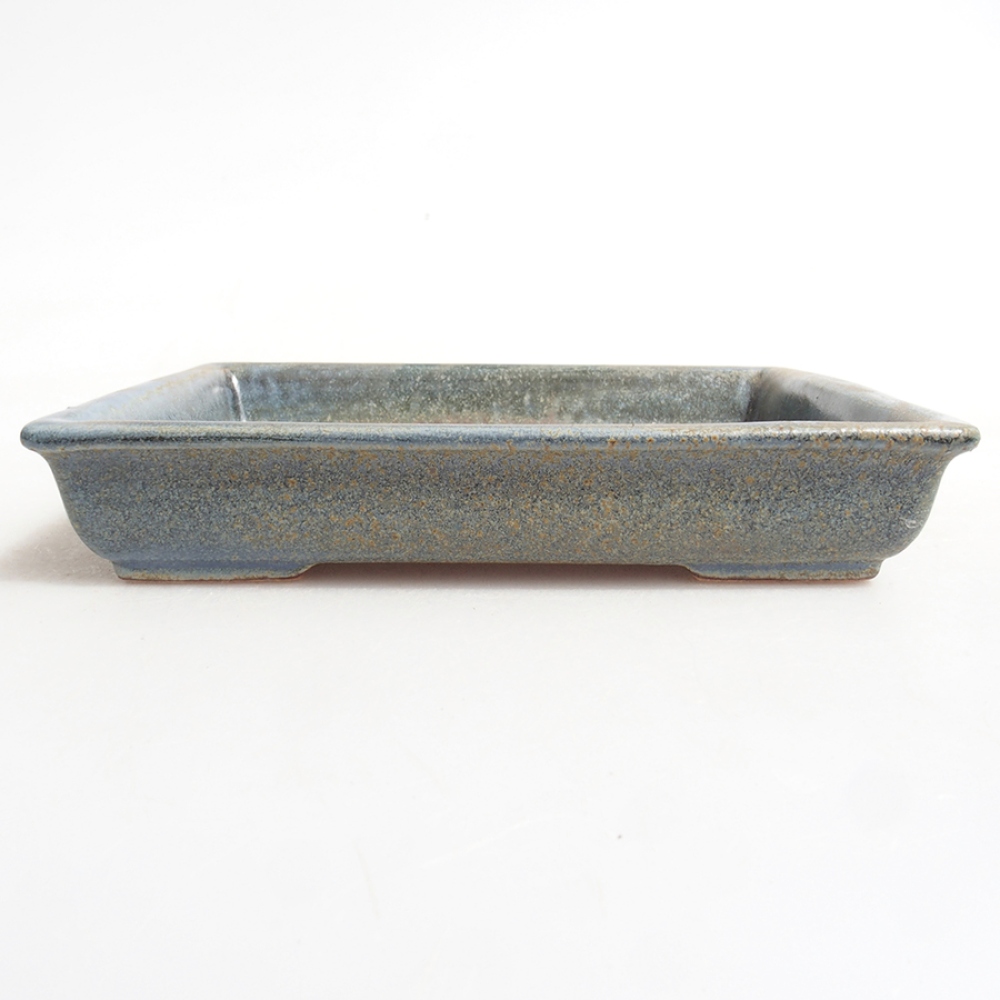 Keramická bonsai miska 13 x 11 x 2,5 cm, farba  šedá