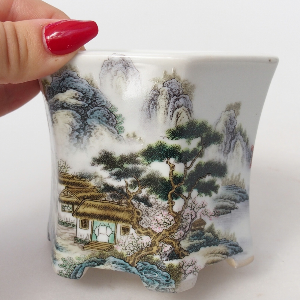 Keramická miska na bonsaje 10,5 x 9,5 x 9 cm, farba biela