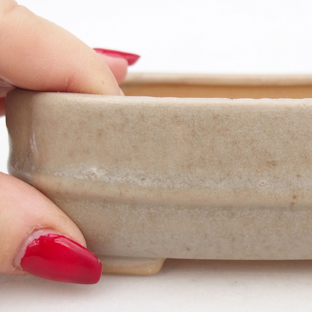 Keramická miska na bonsaje 12 x 10,5 x 4 cm, farba béžová