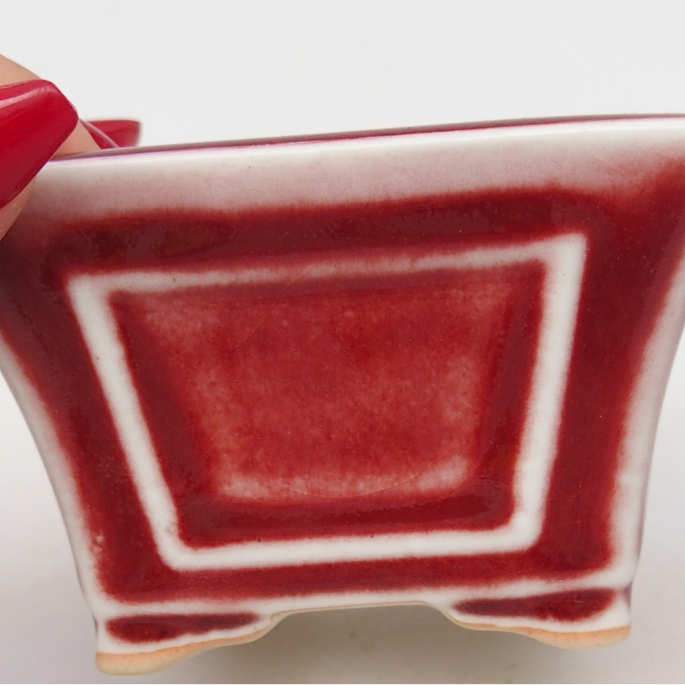 Mini bonsajová miska 8,5 x 8,5 x 6 cm, farba červená