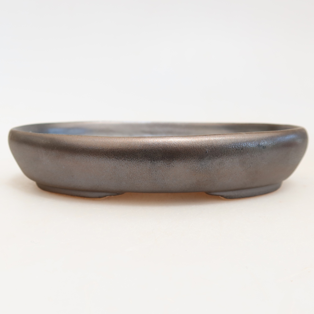 Keramická miska na bonsaje 13 x 9,5 x 2,5 cm, farba: kovová