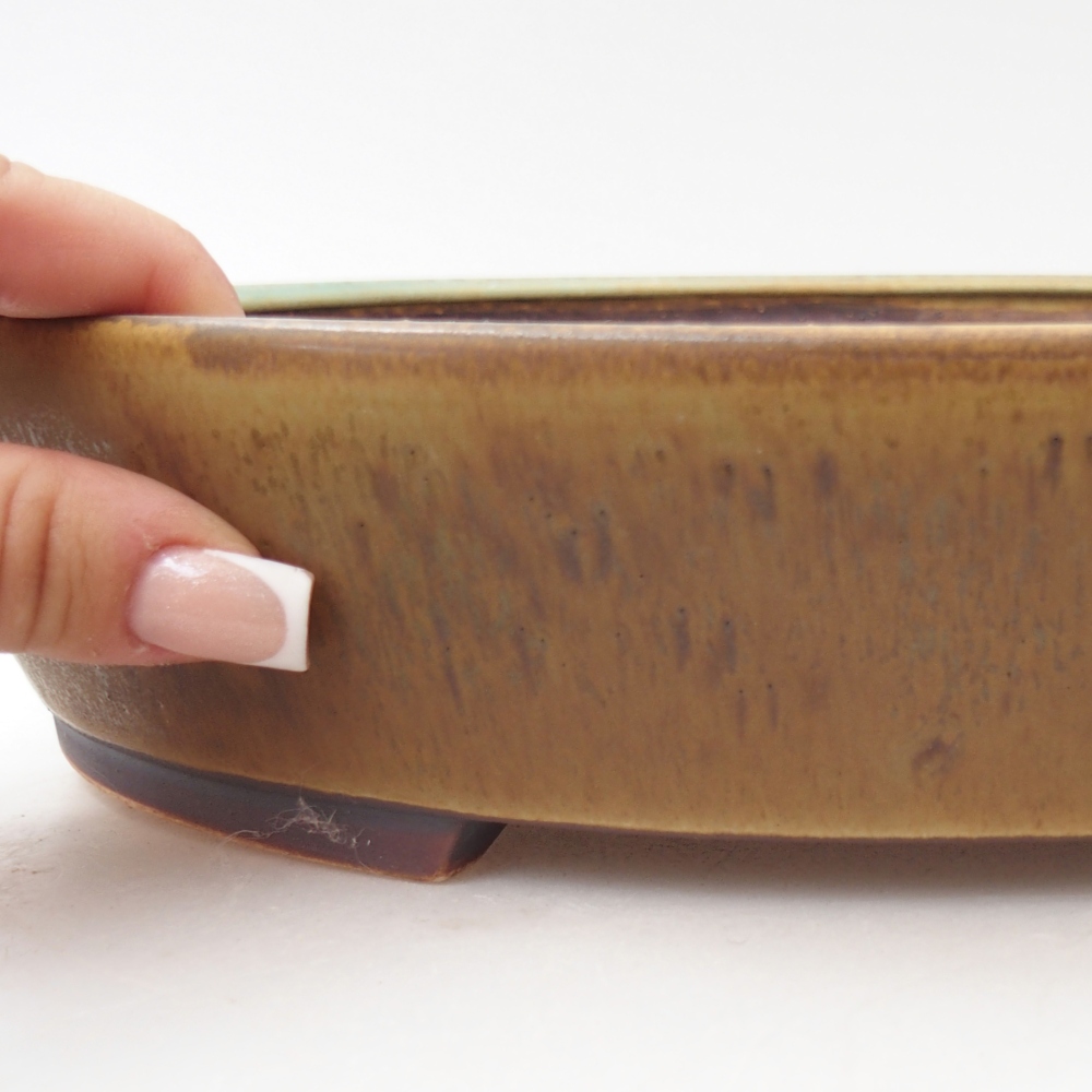 Keramická bonsajová miska 28,5 x 25 x 6 cm, zelená