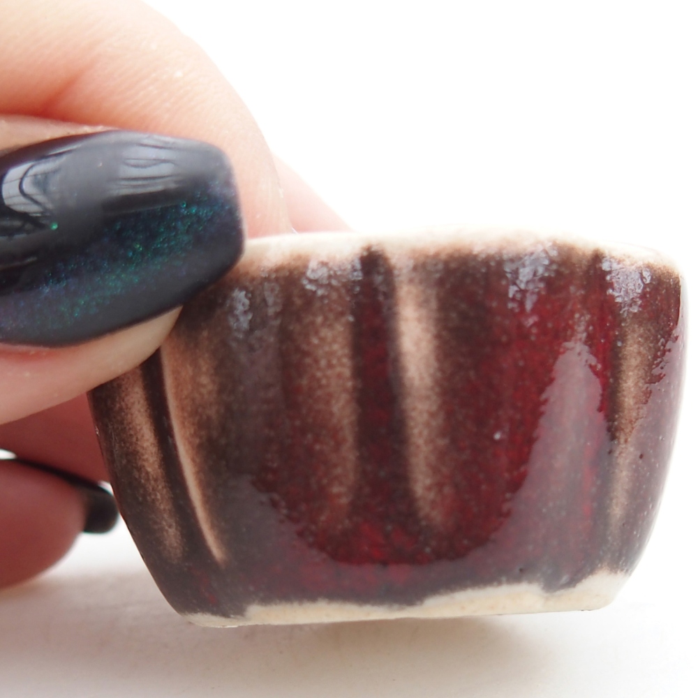 Mini bonsajová miska 4 x 4 x 2 cm, farba červená