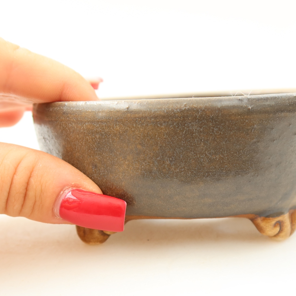 Keramická miska na bonsaje 10,5 x 10,5 x 4 cm, farba: hnedá