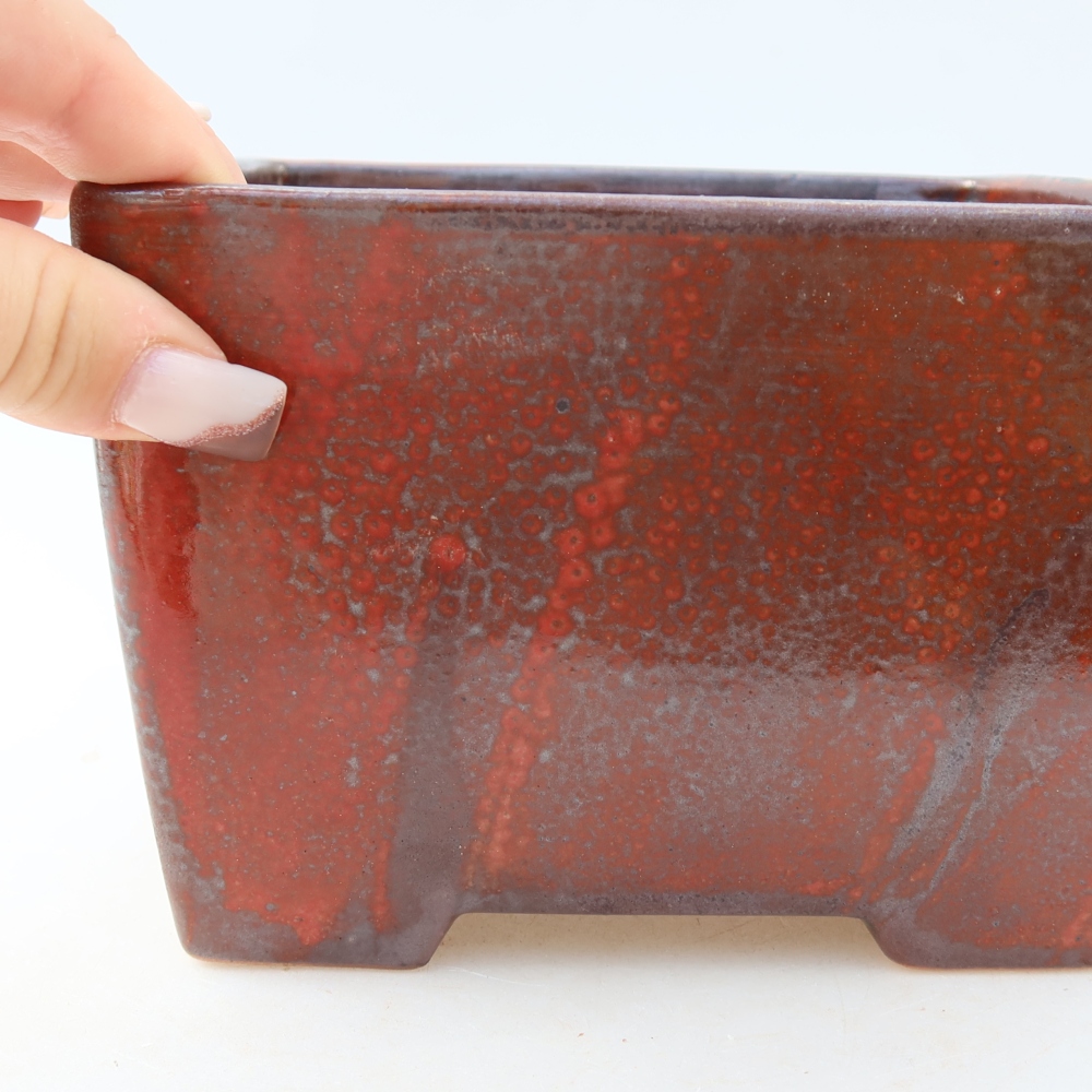 Keramická miska na bonsai 15,5 x 15,5 x 11 cm, farba červená