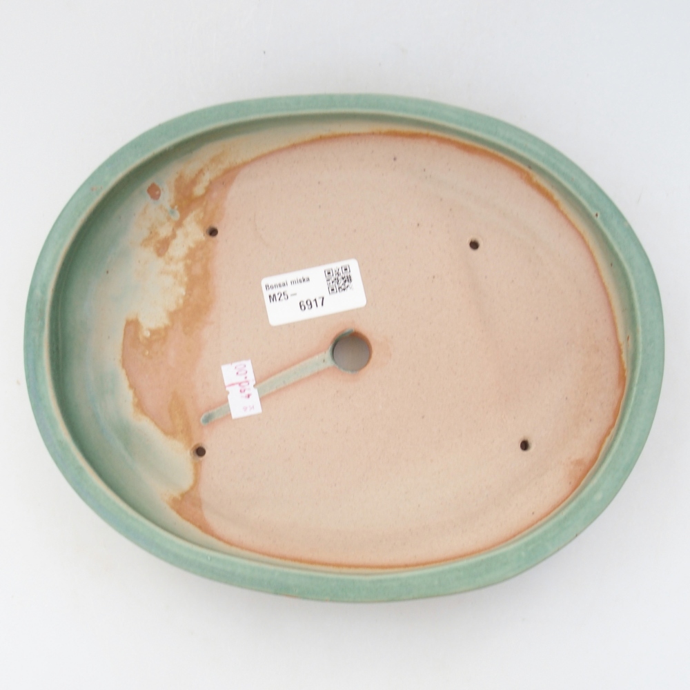 Keramická bonsajová miska 24 x 19,5 x 4 cm, zelená