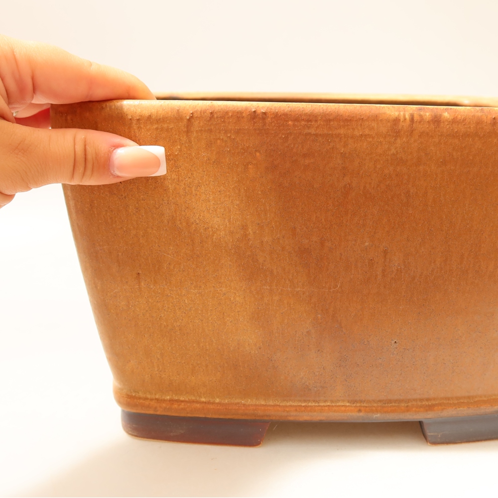 Keramická miska na bonsaje 26,5 x 26,5 x 15,5 cm, farba hnedá