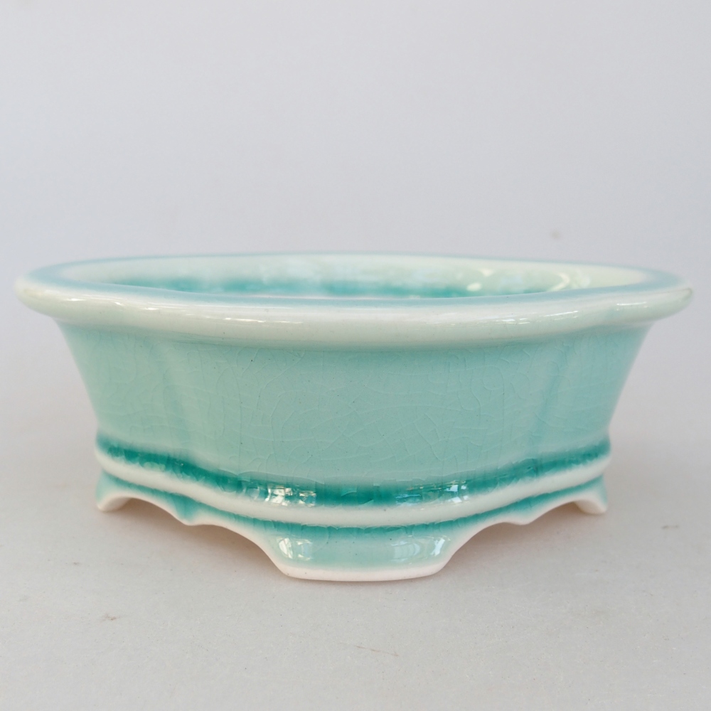 Keramická bonsajová miska 13 x 12 x 5 cm, zelená