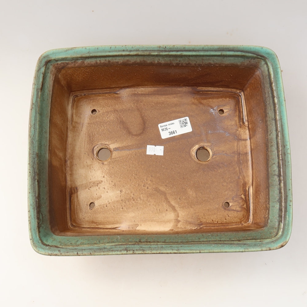 Keramická miska na bonsaje 29,5 x 24,5 x 8 cm, farba zelená