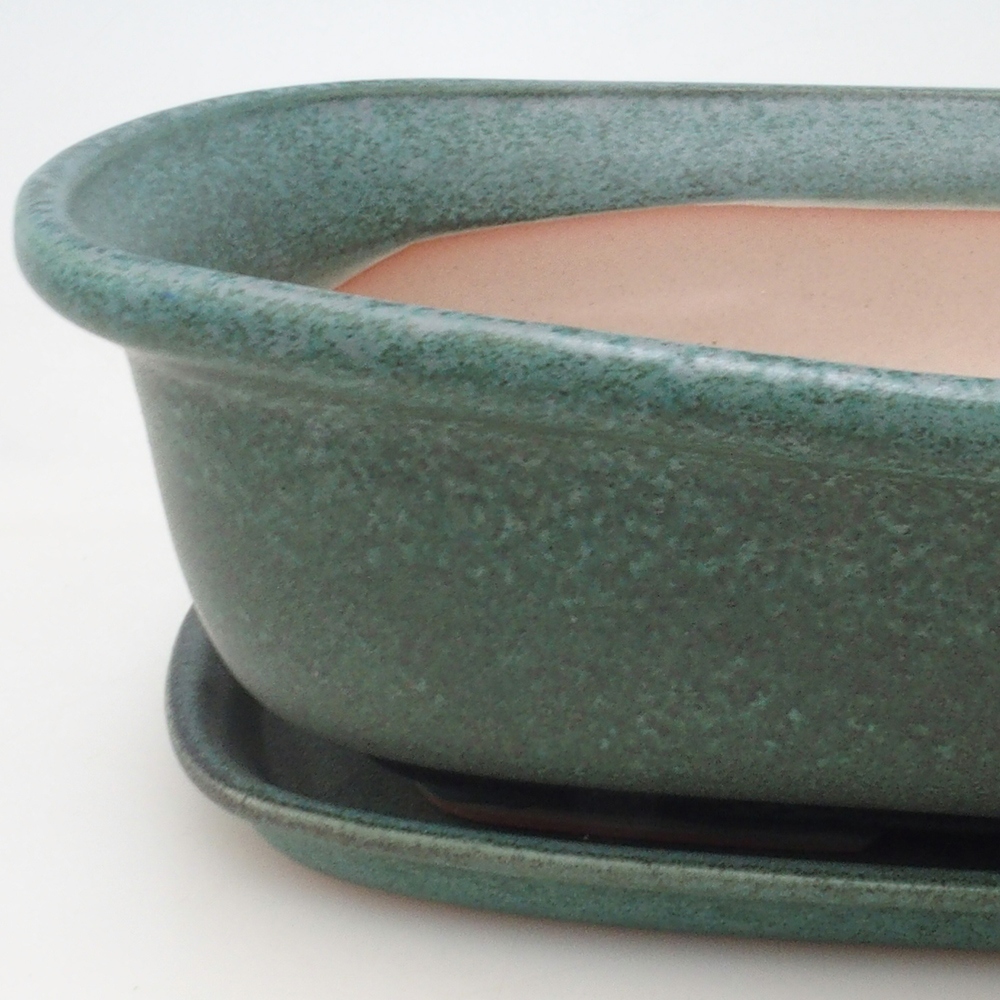 Bonsai miska + podmiska H10 – 37 x 28 x 9 cm. - zelená