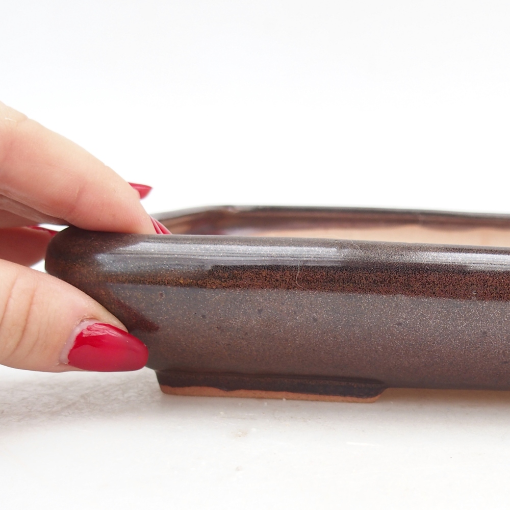 Keramická miska na bonsaje 24 x 17,5 x 4 cm, hnedá