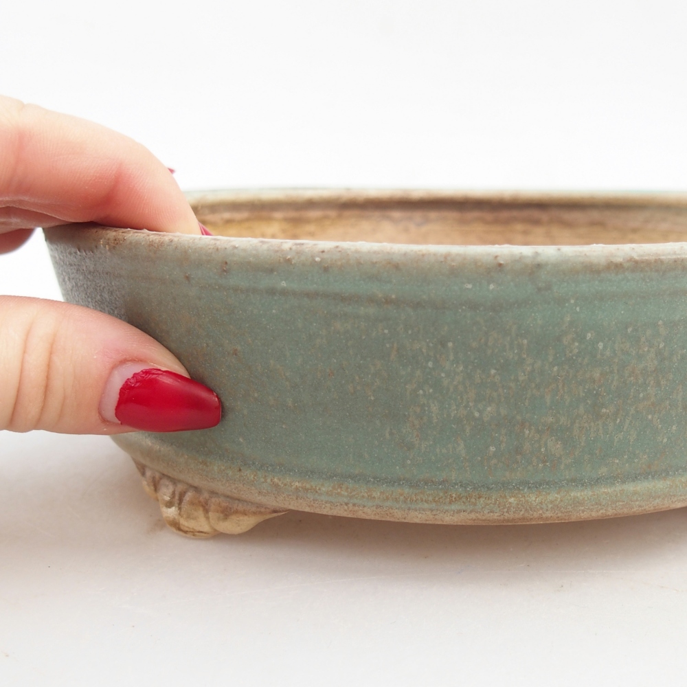 Keramická bonsajová miska 25 x 20 x 7,5 cm, zelená