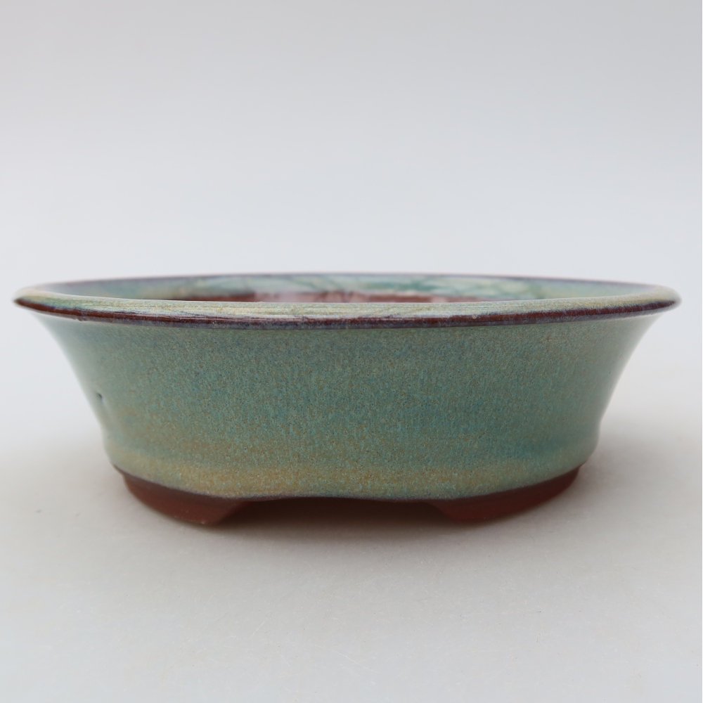 Keramická miska na bonsaje 14,5 x 14,5 x 4,5 cm, farba zelená