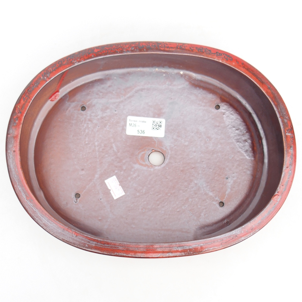Keramická bonsajová miska 27 x 21 x 5 cm, farba červená
