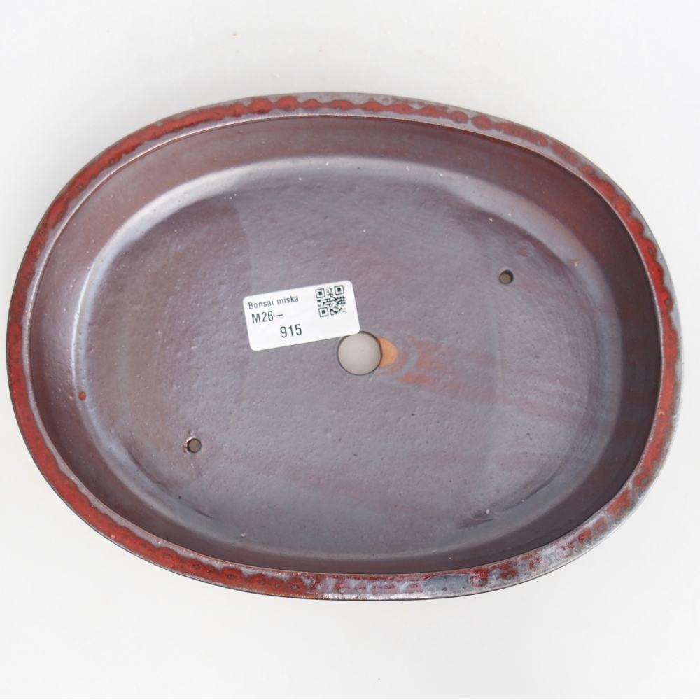 Keramická bonsajová miska 22 x 17 x 4 cm, farba červená