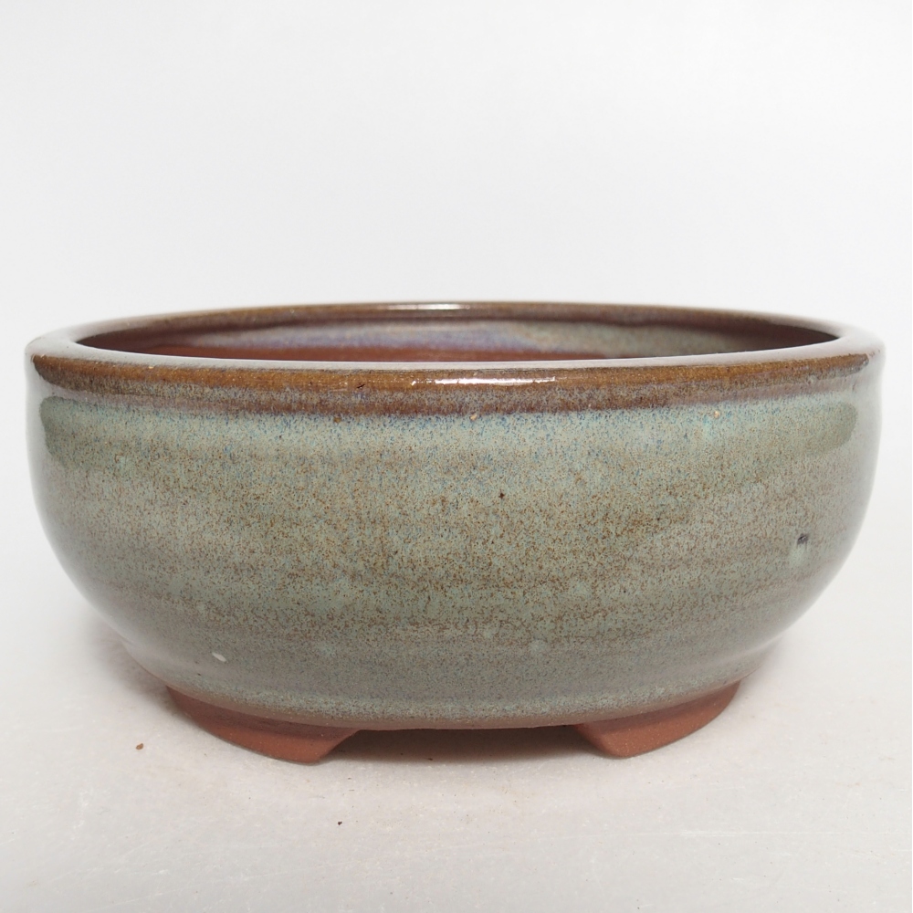 Keramická bonsajová miska 14 x 14 x 6 cm, zelená