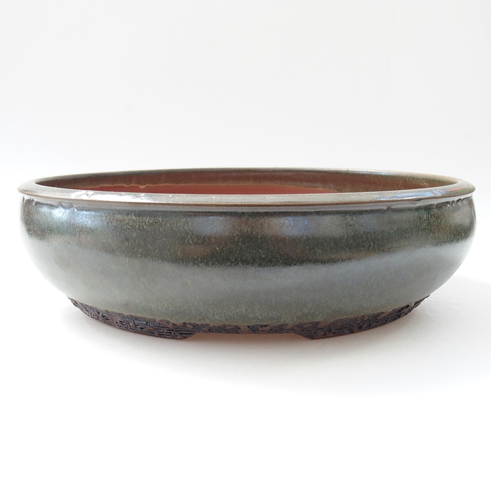 Keramická bonsajová miska 26 x 26 x 7 cm, zelená