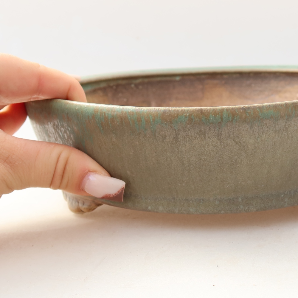 Keramická miska na bonsaje 21,5 x 21,5 x 6 cm, zelená