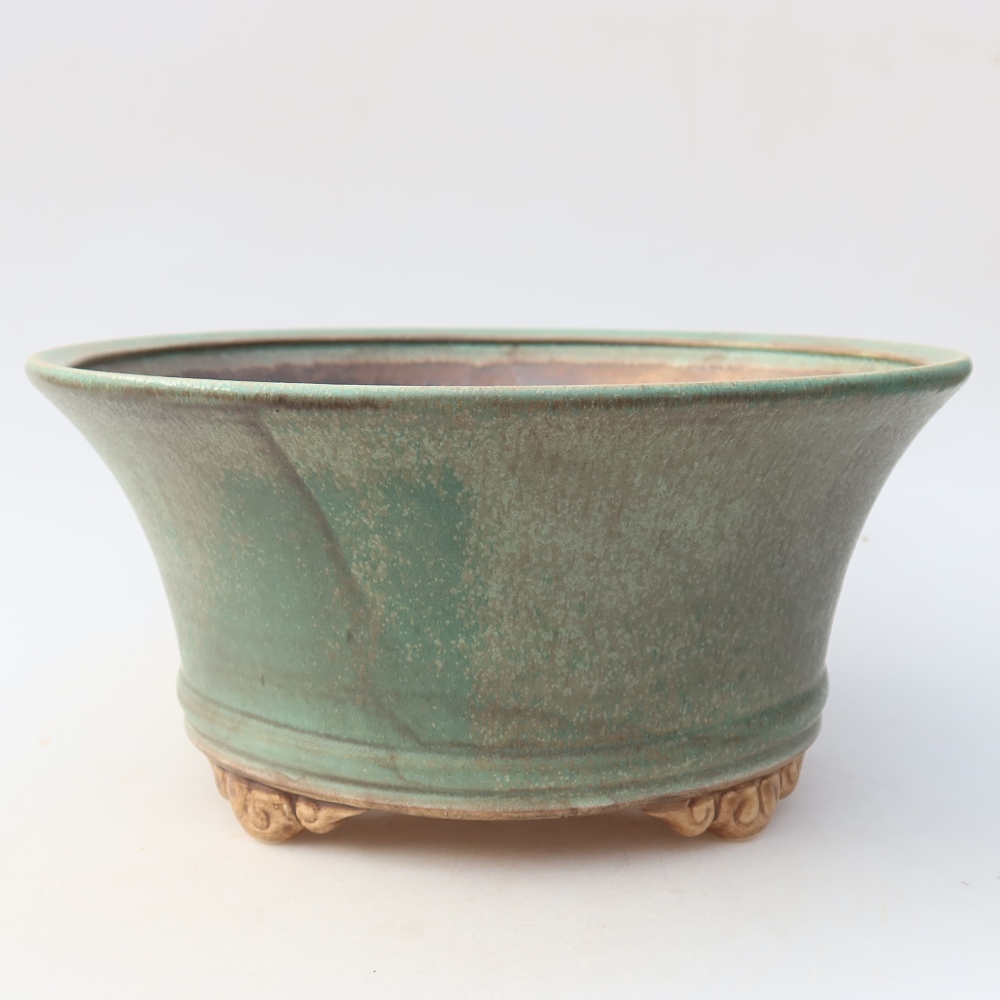 Keramická miska na bonsaje 24,5 x 24,5 x 11,5 cm, farba zelená