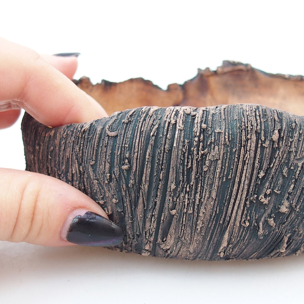 Keramická miska na bonsaje 13 x 13 x 6 cm, zelená