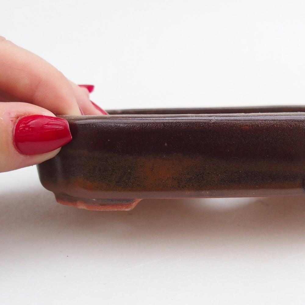 Keramická miska na bonsaje 13 x 9 x 3 cm, hnedá