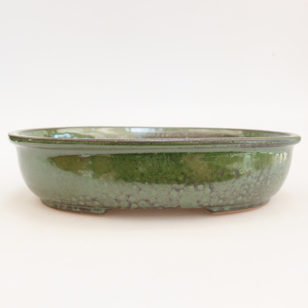 Keramická bonsajová miska 22 x 17 x 5 cm, zelená