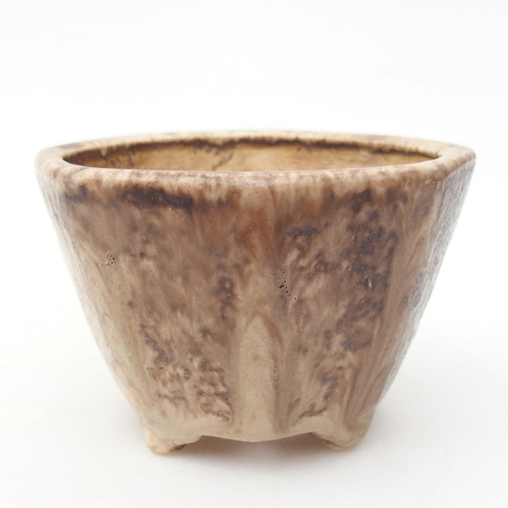 Keramická bonsai miska 8,5 x 8,5 x 6 cm, farba béžová