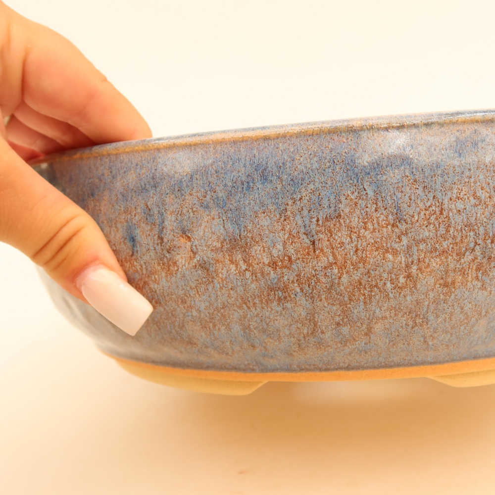 Keramická miska na bonsaje 26,5 x 26,5 x 7,5 cm, farba modrá