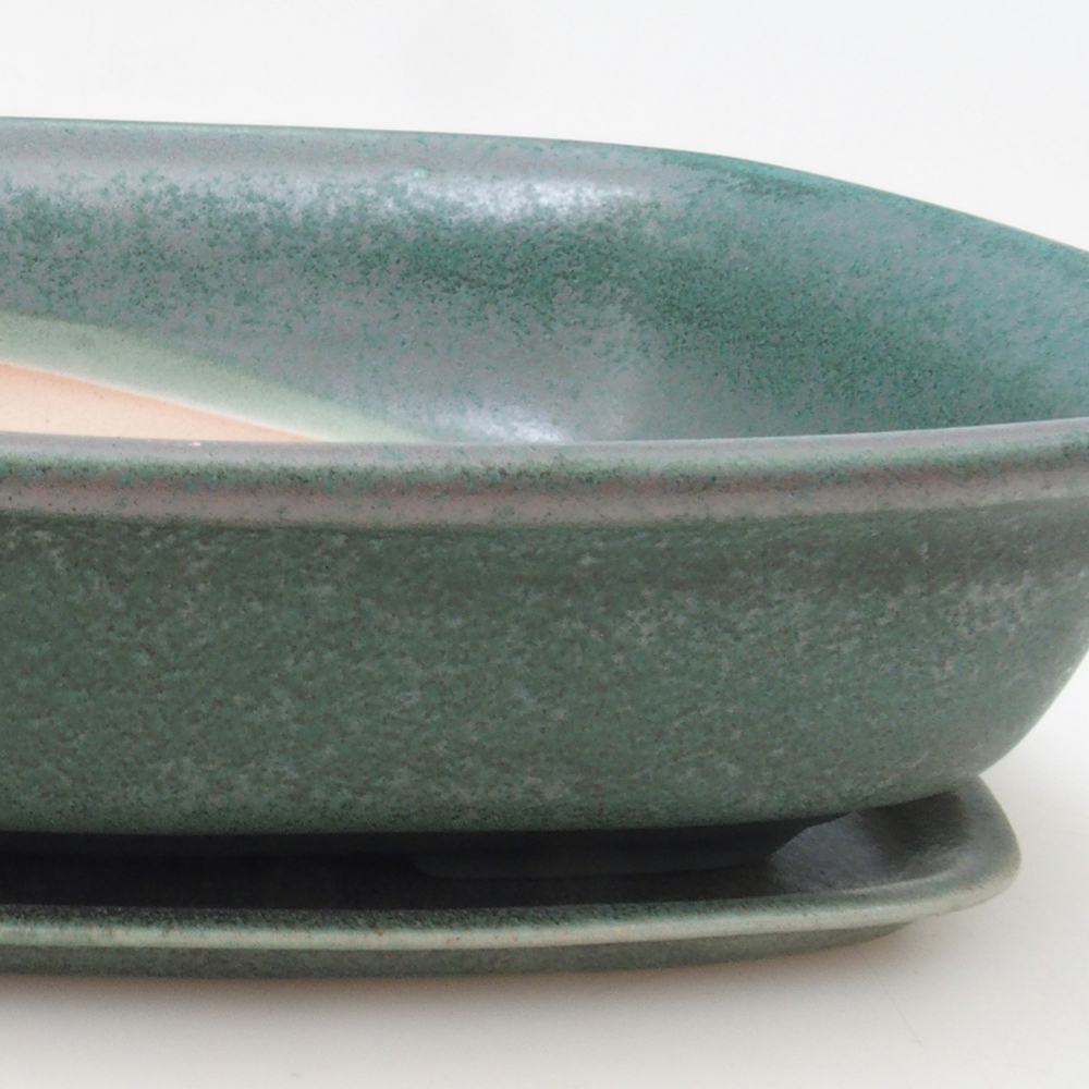 Bonsai miska + podmiska H09 - 30 x 23 x 7,5 cm. - zelená
